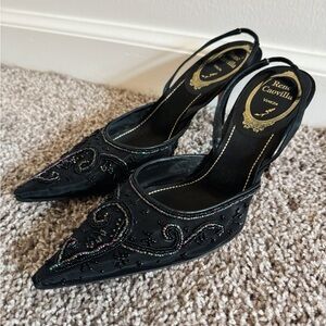 Rene Caovilla Black Embellished Heels